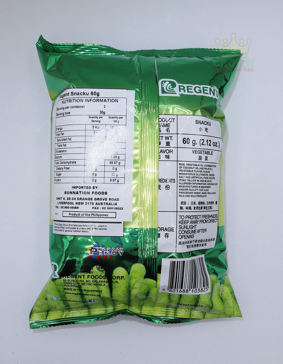 Regent Snacku (Rice Crackers Vegetable Flavored) 60g Crown Supermarket