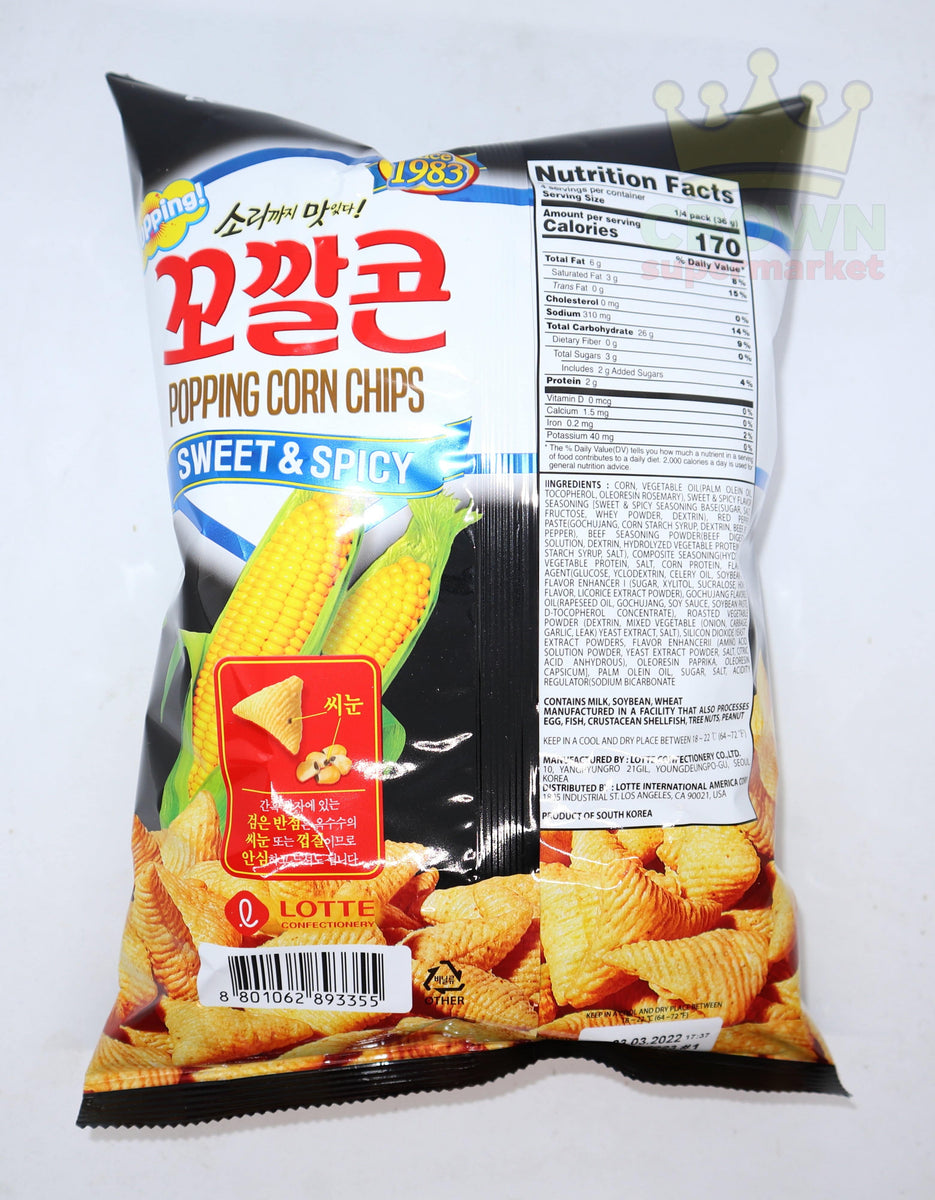 Lotte Popping Corn Chips Sweet & Spicy 144g Crown Supermarket