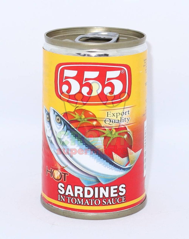 555 Sardines in Tomato Sauce Hot 155g - Crown Supermarket