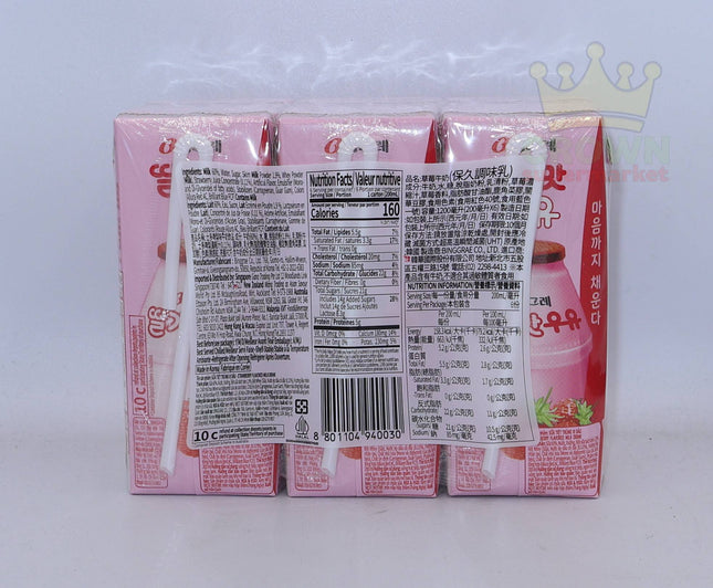 Binggrae Strawberry Flavored Milk Drink 6x200ml - Crown Supermarket