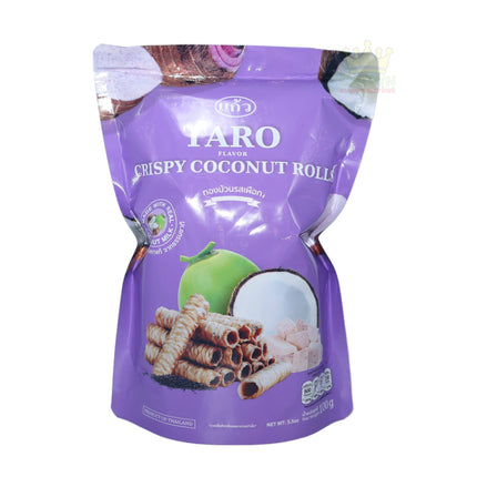 Kaew Crispy Coconut Rolls Taro Flavor 100g - Crown Supermarket