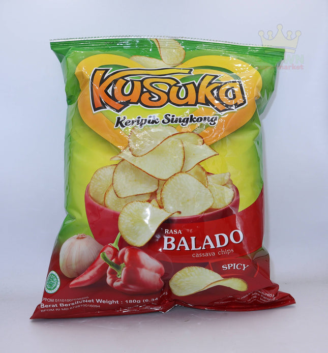 Kusuka Keripik Singkong Rasa Balado (Cassava Chips Spicy) 180g