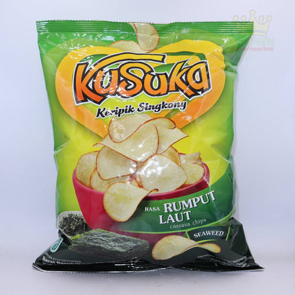 Kusuka Keripik Singkong Rasa Rumput Laut (Cassava Chips Seaweed) 180g - Crown Supermarket