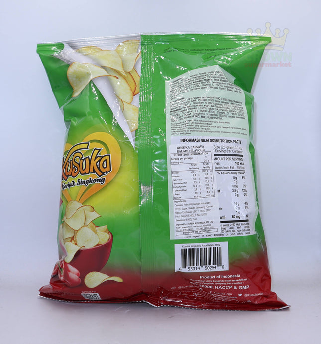 Kusuka Keripik Singkong Rasa Balado (Cassava Chips Spicy) 180g - Crown Supermarket