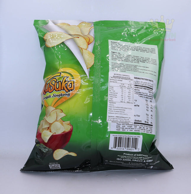 Kusuka Keripik Singkong Rasa Rumput Laut (Cassava Chips Seaweed) 180g - Crown Supermarket