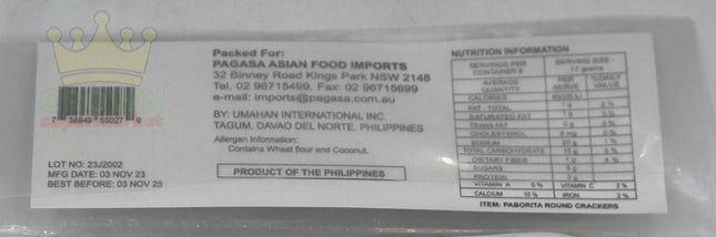 Pagasa Round Crackers (Special Paborita) 250g - Crown Supermarket