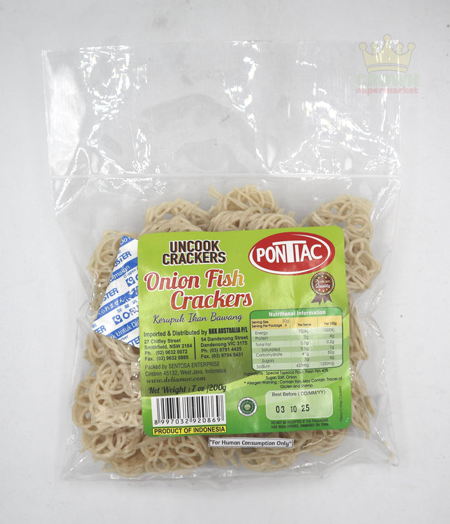 Pontiac Onion Crackers (Kerupuk Ikan Bawang) 200g Uncooked - Crown Supermarket