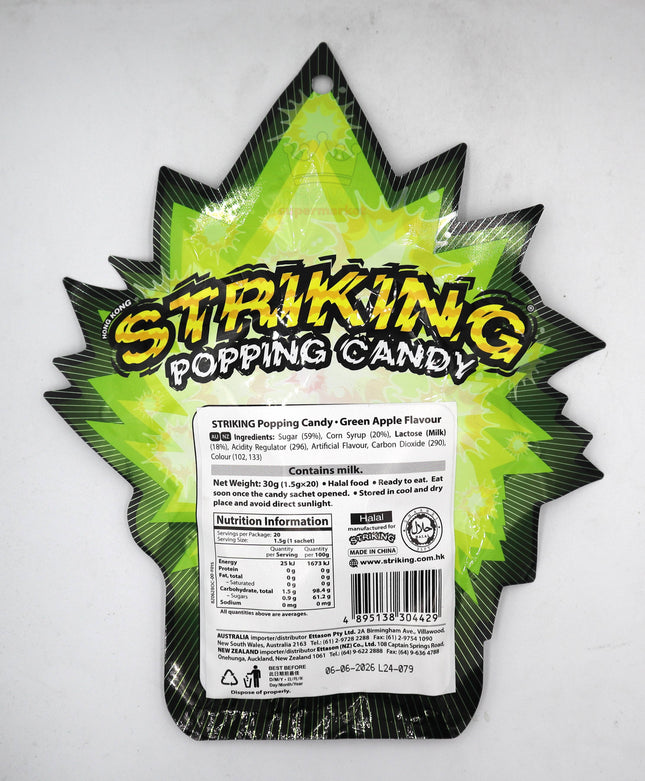 Striking Popping Candy Green Apple 20x1.5g - Crown Supermarket