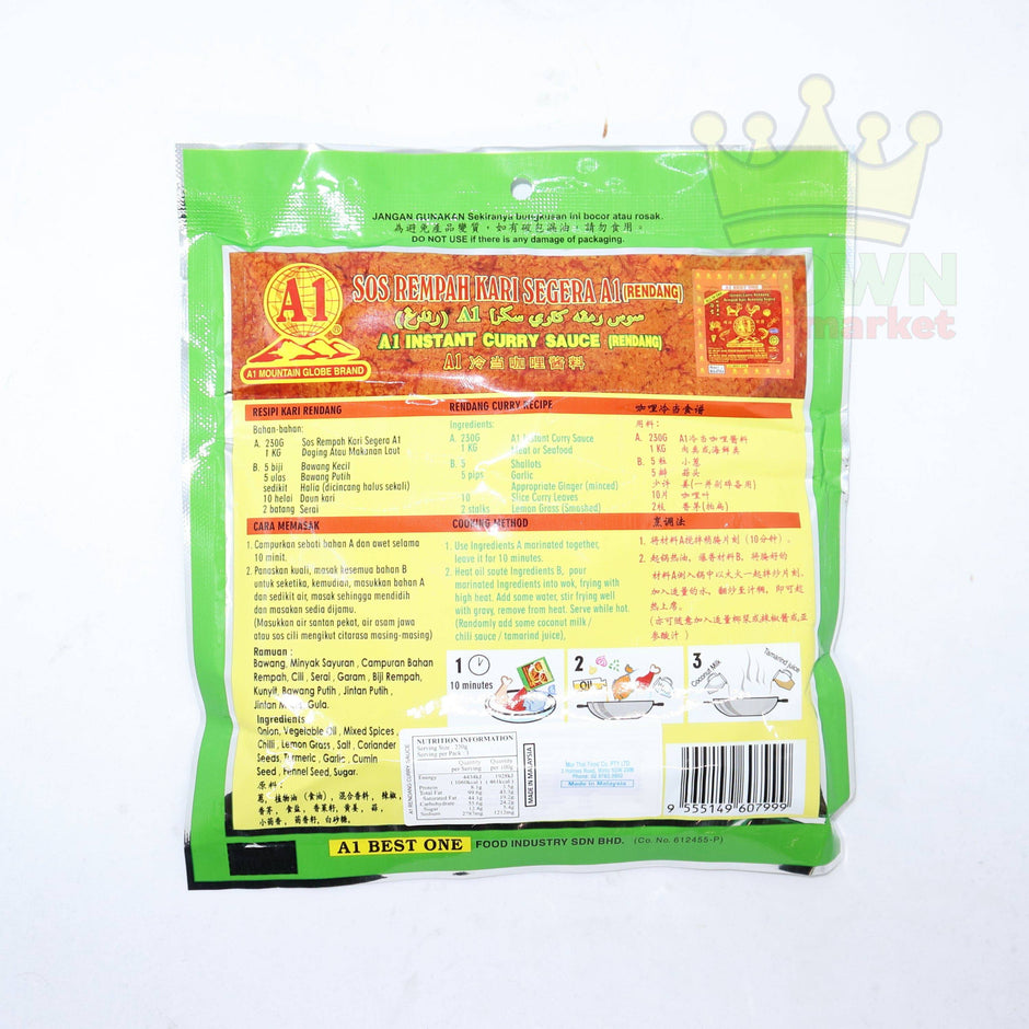 A1 Instant Curry Rendang 230g Crown Supermarket 