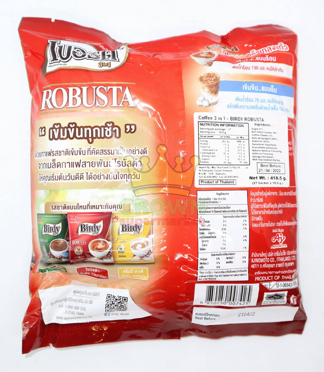 Ajinomoto Birdy 3 in 1 Robusta 27x15.5g - Crown Supermarket