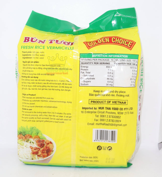 Golden Choice Bun Tuoi - Rice Vermicelli 1kg - Crown Supermarket