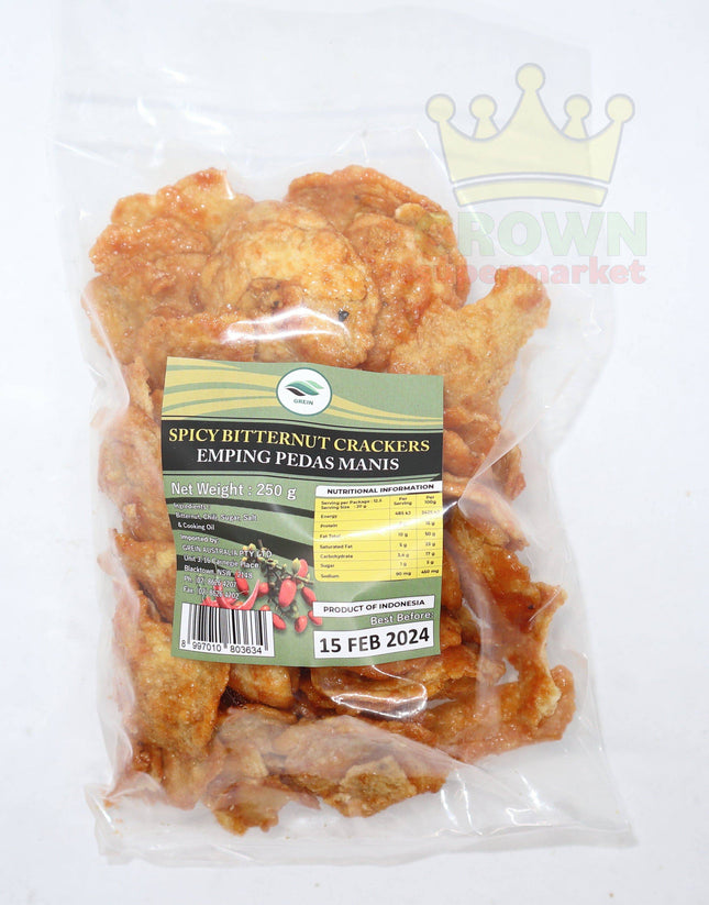 Grein Spicy Bitternut Crackers (Emping Pedas Manis) 250g - Crown Supermarket