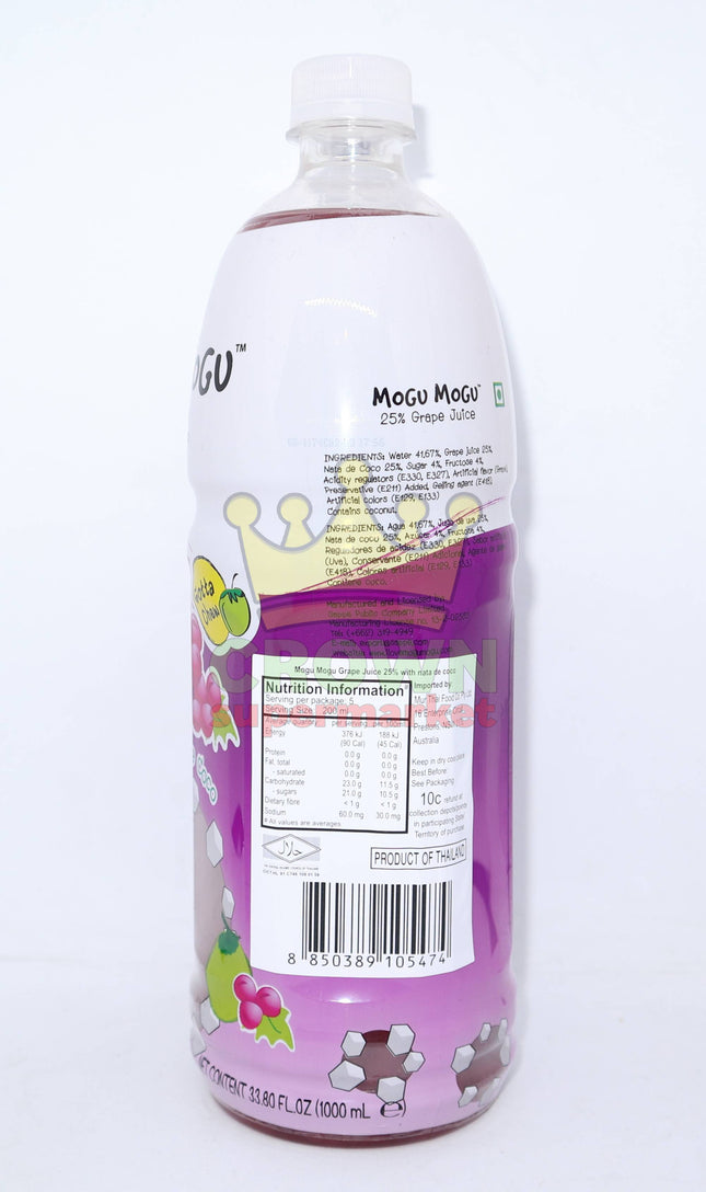 Mogu Mogu Grape Drink with Nata de Coco 1000ml - Crown Supermarket