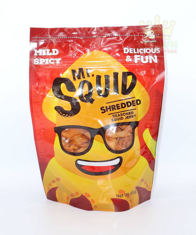 Mr.Squid Shredded Seasoned Squid Jerky Mild Spicy 65g - Crown Supermarket