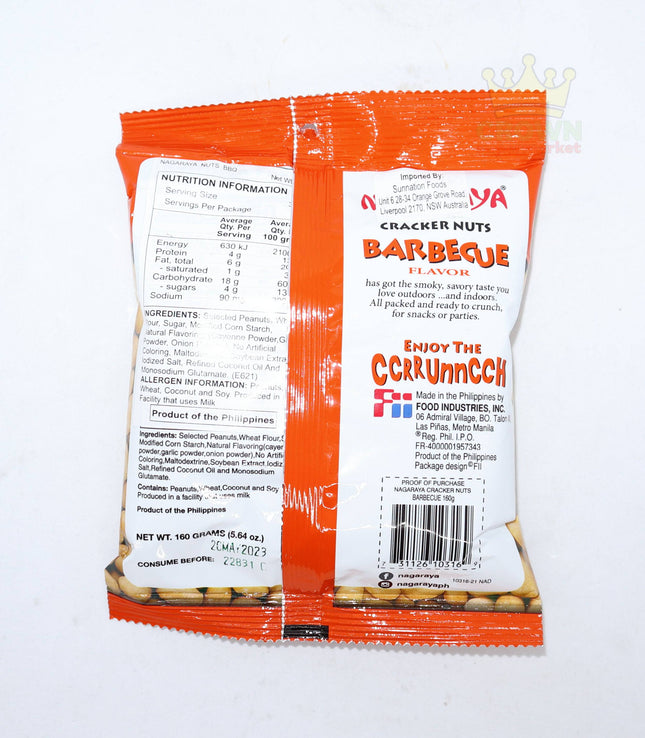 Nagaraya Cracker Nuts Coated Peanuts Barbecue 160g - Crown Supermarket