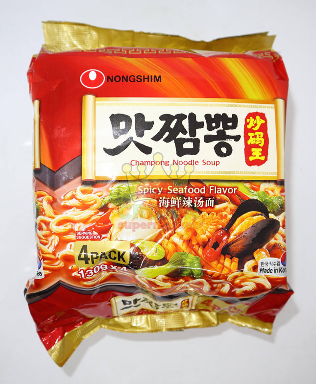 Nongshim Champong Noodle Soup Spicy Seafood 4x130g - Crown Supermarket