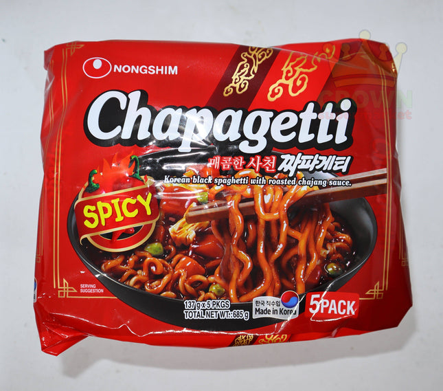 Nongshim Chapagetti Spicy 137gx5 (Sachun Chajangmyun) - Crown Supermarket