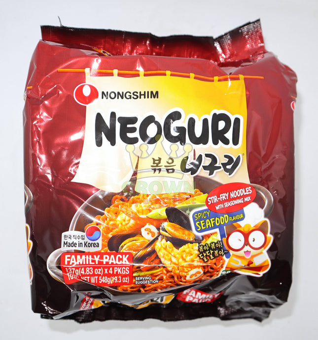 Nongshim Neoguri Stir-Fry Noodles Spicy Seafood 4x137g - Crown Supermarket