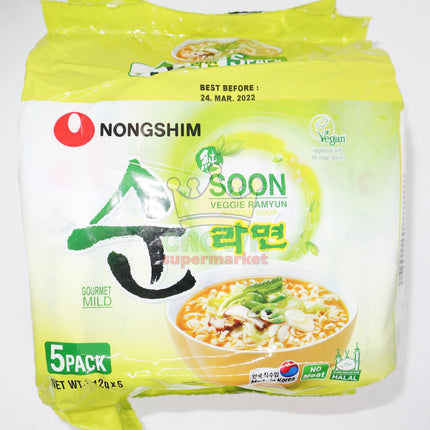 Nongshim Soon Veggie Ramyun 5 x 112g - Crown Supermarket