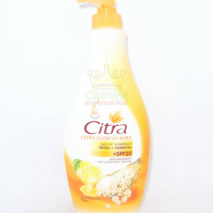 Citra Extra Glow UV Aura +SPF20 Hand & Body Lotion 400ml - Crown Supermarket