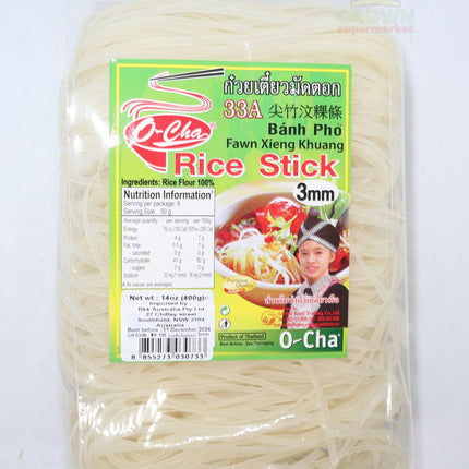 O-Cha Rice Stick 3mm 400g - Crown Supermarket