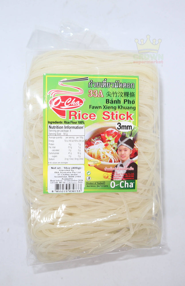 O-Cha Rice Stick 3mm 400g - Crown Supermarket