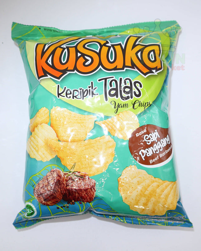 Kusuka Keripik Talas Yam Chips Beef Barbeque Flavor 68g - Crown Supermarket