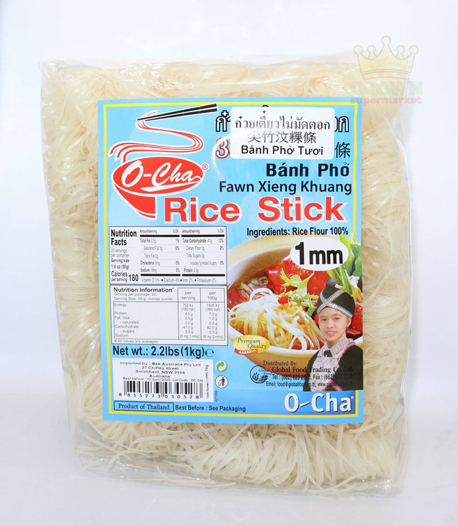 O-Cha Rice Stick Pad Thai (Roll) 1mm 1KG - Crown Supermarket