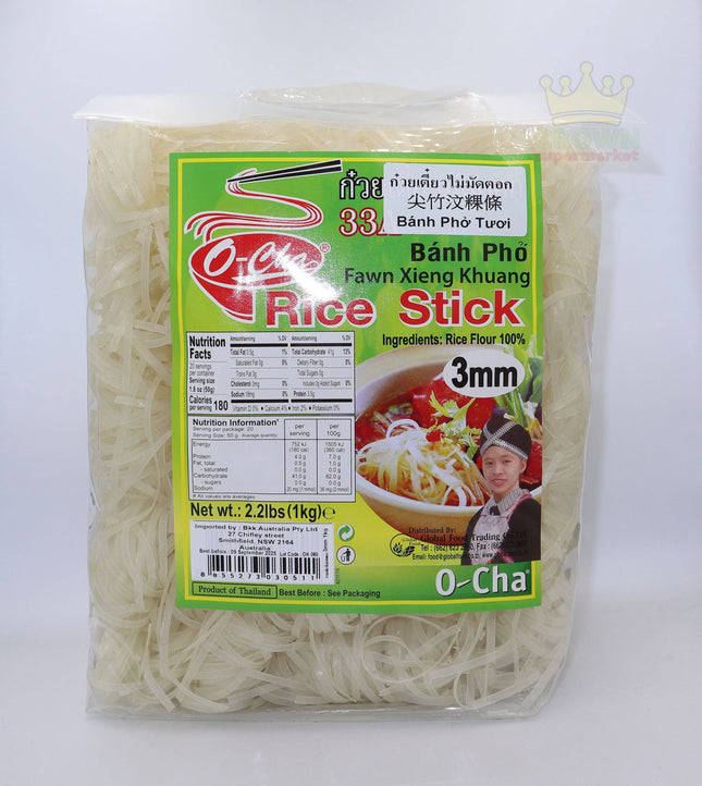 O-Cha Rice Stick Pad Thai (Roll) 3mm 1kg - Crown Supermarket