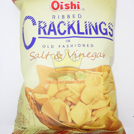 Oishi Ribbed Cracklings Salt & Vinegar 90g - Crown Supermarket