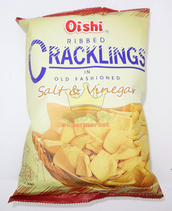 Oishi Ribbed Cracklings Salt & Vinegar 90g - Crown Supermarket