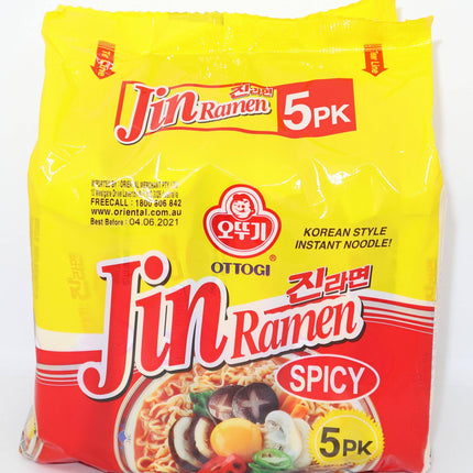 Ottogi Jin Ramen Spicy 5 x 120g - Crown Supermarket