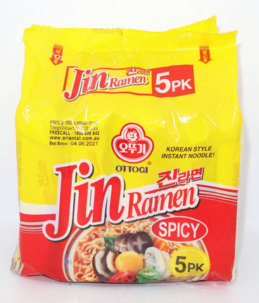 Ottogi Jin Ramen Spicy 5 x 120g - Crown Supermarket