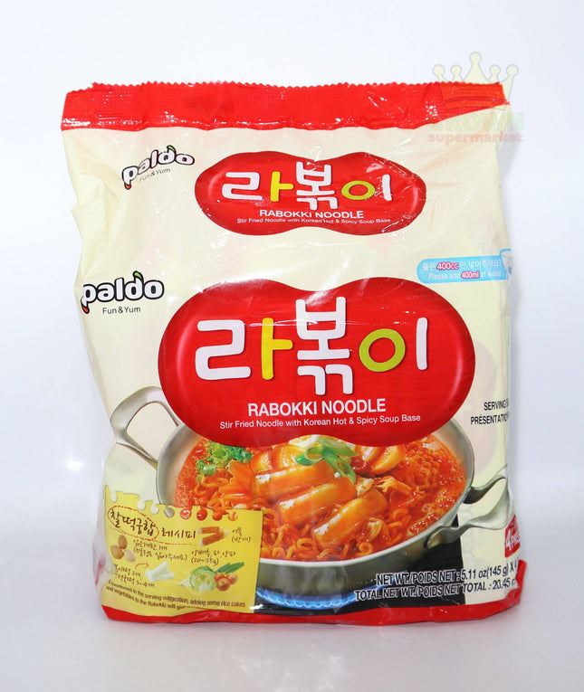 Paldo Rabokki Noodle (Stir Fried Noodle with Korean Hot&Spicy Soup) 4x145g - Crown Supermarket