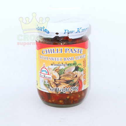 Por Kwan Chilli Paste with Sweet Basil Leaves 200g - Crown Supermarket