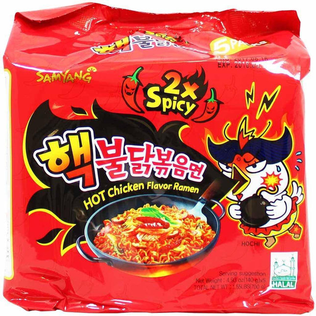 Samyang Hot Chicken Flavour Ramen (2X Spicy) 5 x 140g - Crown Supermarket