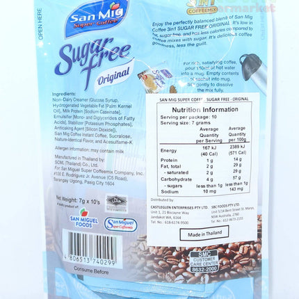 San Mig Coffee Mix 3 in 1 Sugar Free Original 7gx10 - Crown Supermarket