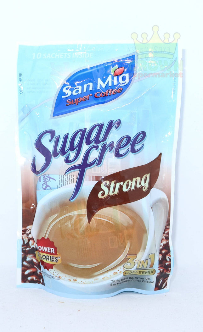 San Mig Coffee Mix 3 in 1 Sugar Free Strong 9gx10 - Crown Supermarket