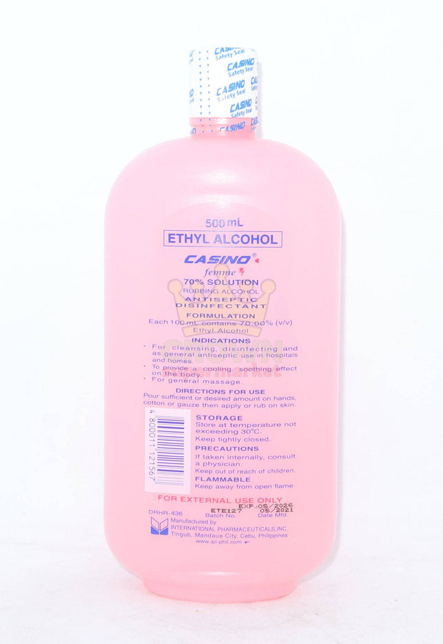 Casino Femme Ethyl Alcohol 70% Solution 500ml - Crown Supermarket