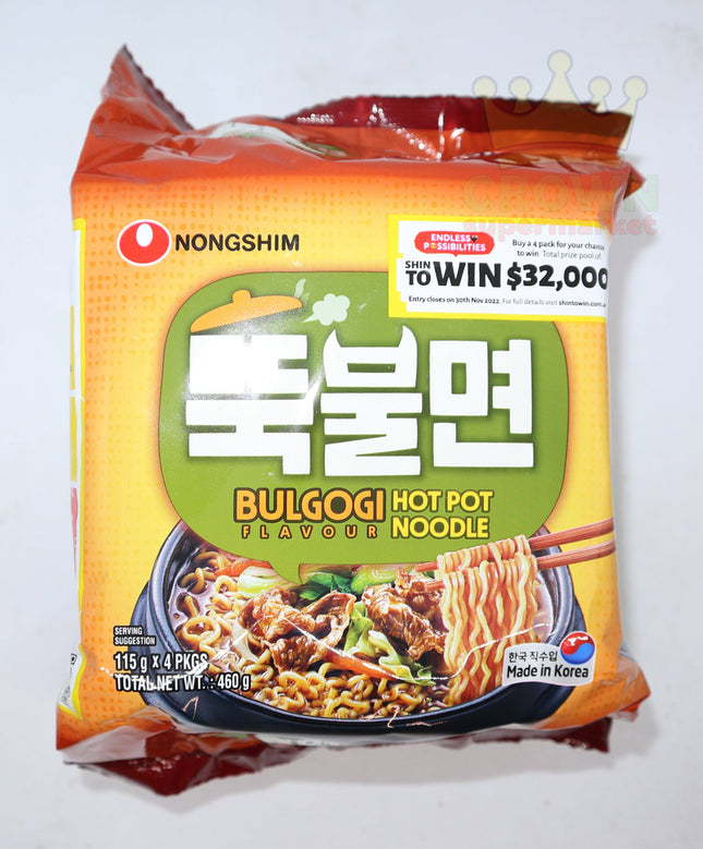 Nongshim Hot Pot Noodle Bulgogi Flavour 4x115g - Crown Supermarket