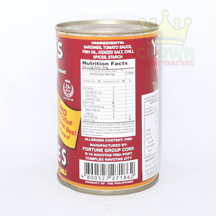 Young's Town Sardines in Tomato Hot Chilli 425g - Crown Supermarket