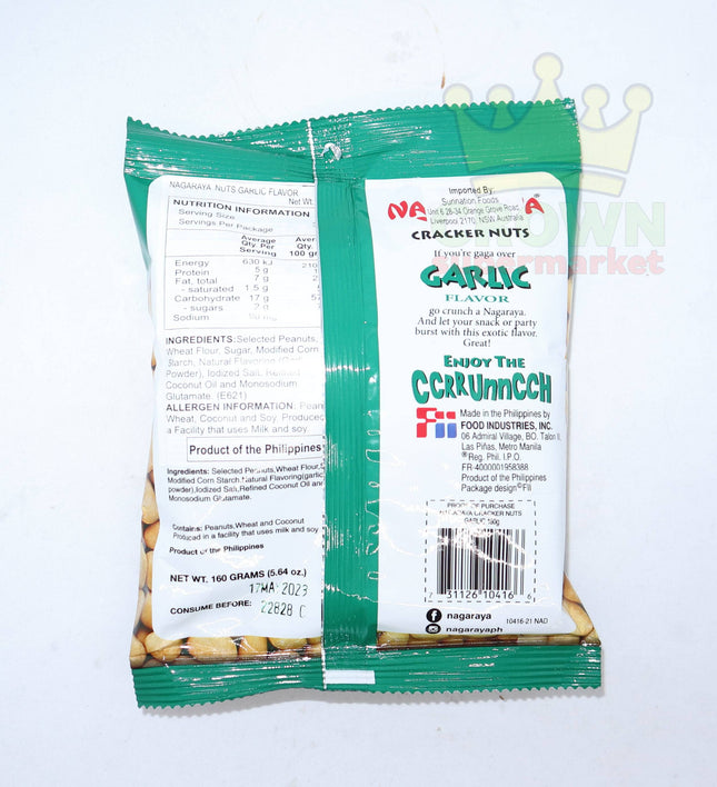 Nagaraya Cracker Nuts Coated Peanuts Garlic 160g - Crown Supermarket