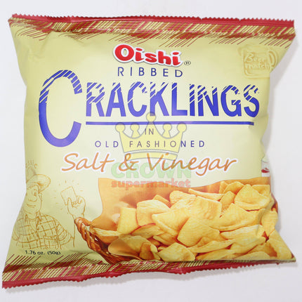 Oishi Ribbed Cracklings Salt & Vinegar 50g - Crown Supermarket