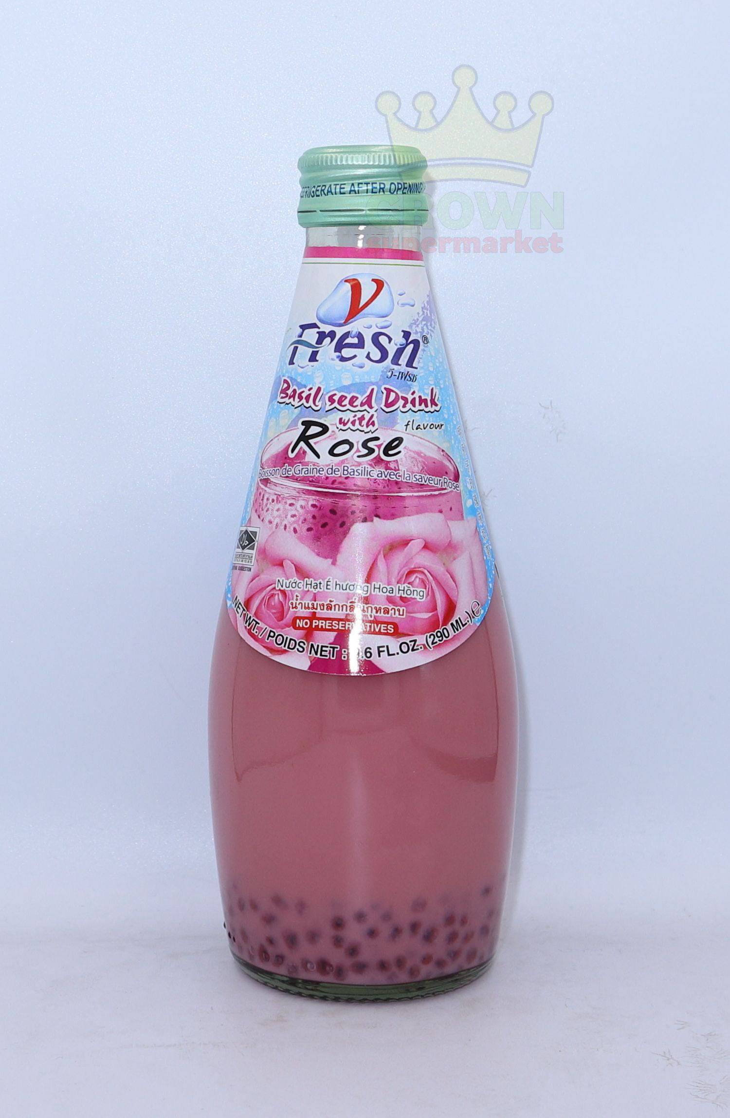 V Fresh Basil Seed Drink with Rose Flavor 290ml Crown Supermarket