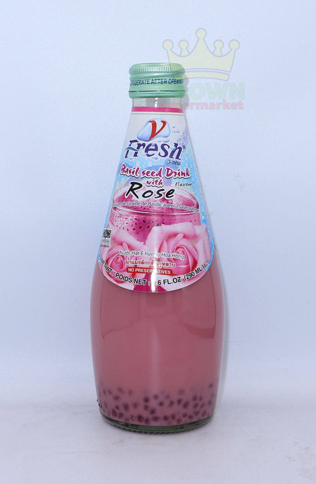 V Fresh Basil Seed Drink with Rose Flavor 290ml - Crown Supermarket