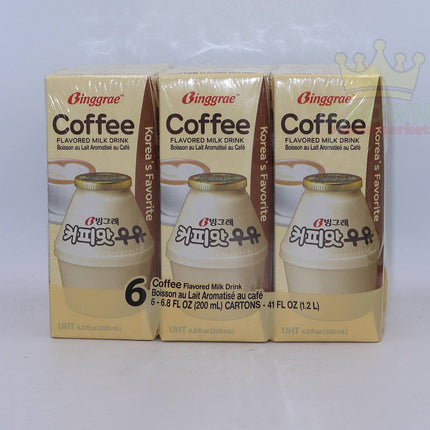 Binggrae Coffee Flavored Milk Drink 6x200ml - Crown Supermarket
