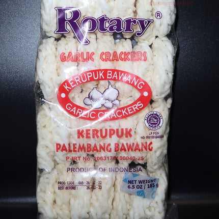 Rotary Garlic Crackers (Kerupuk Palembang Bawang) 185g - Crown Supermarket